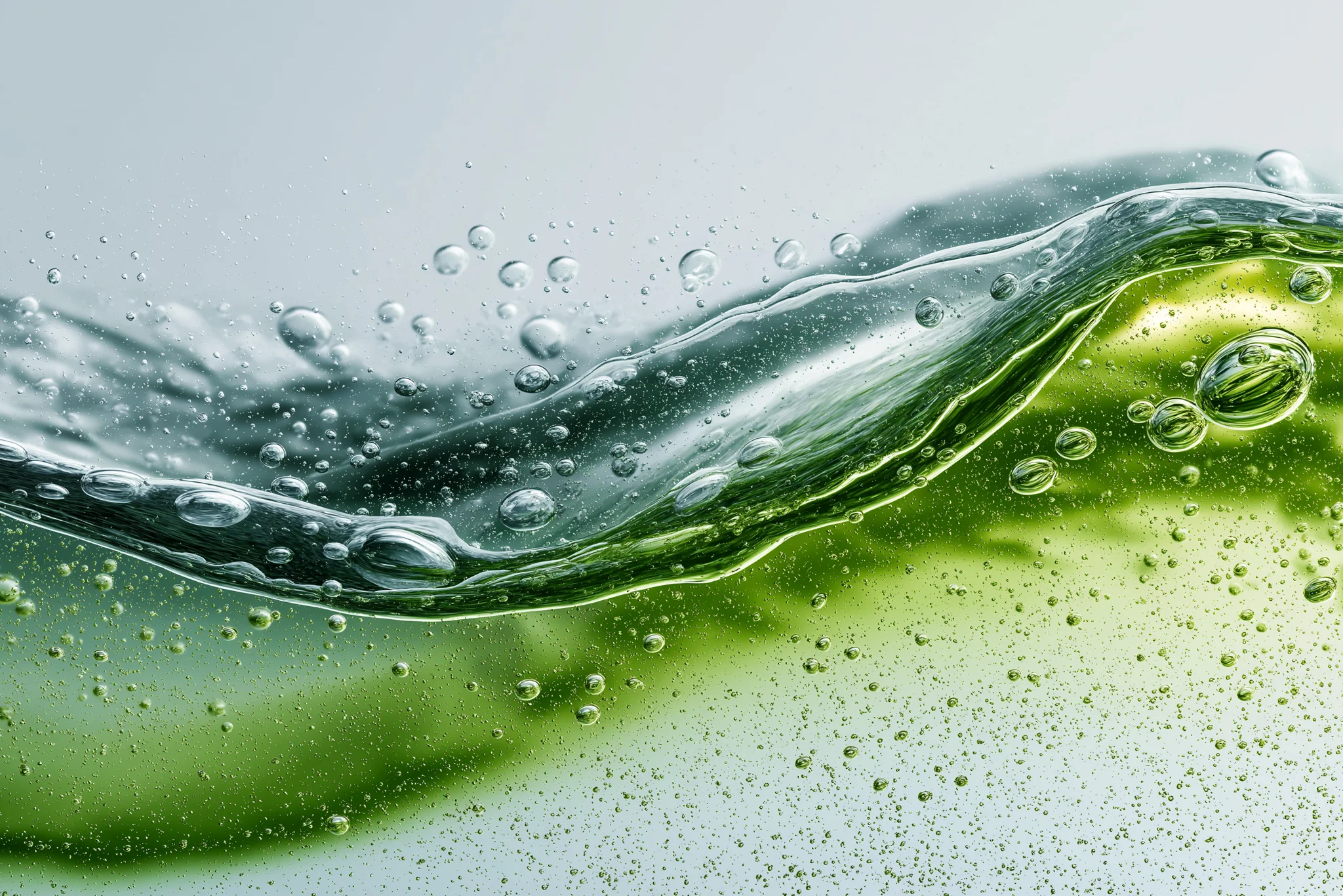 Frothed matcha in close-up