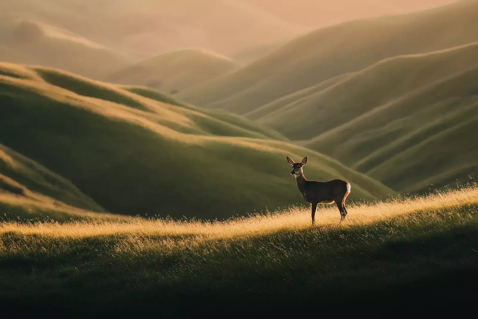 Deer on a ridge at sunrise