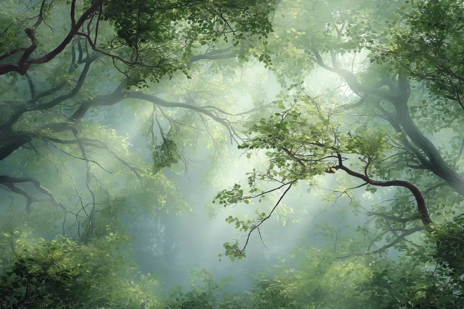 Mist between trunks