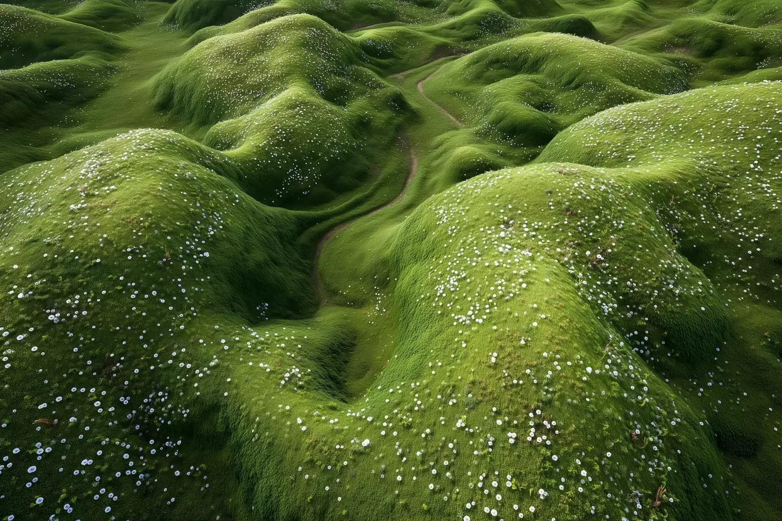 An undulating grassy ridge