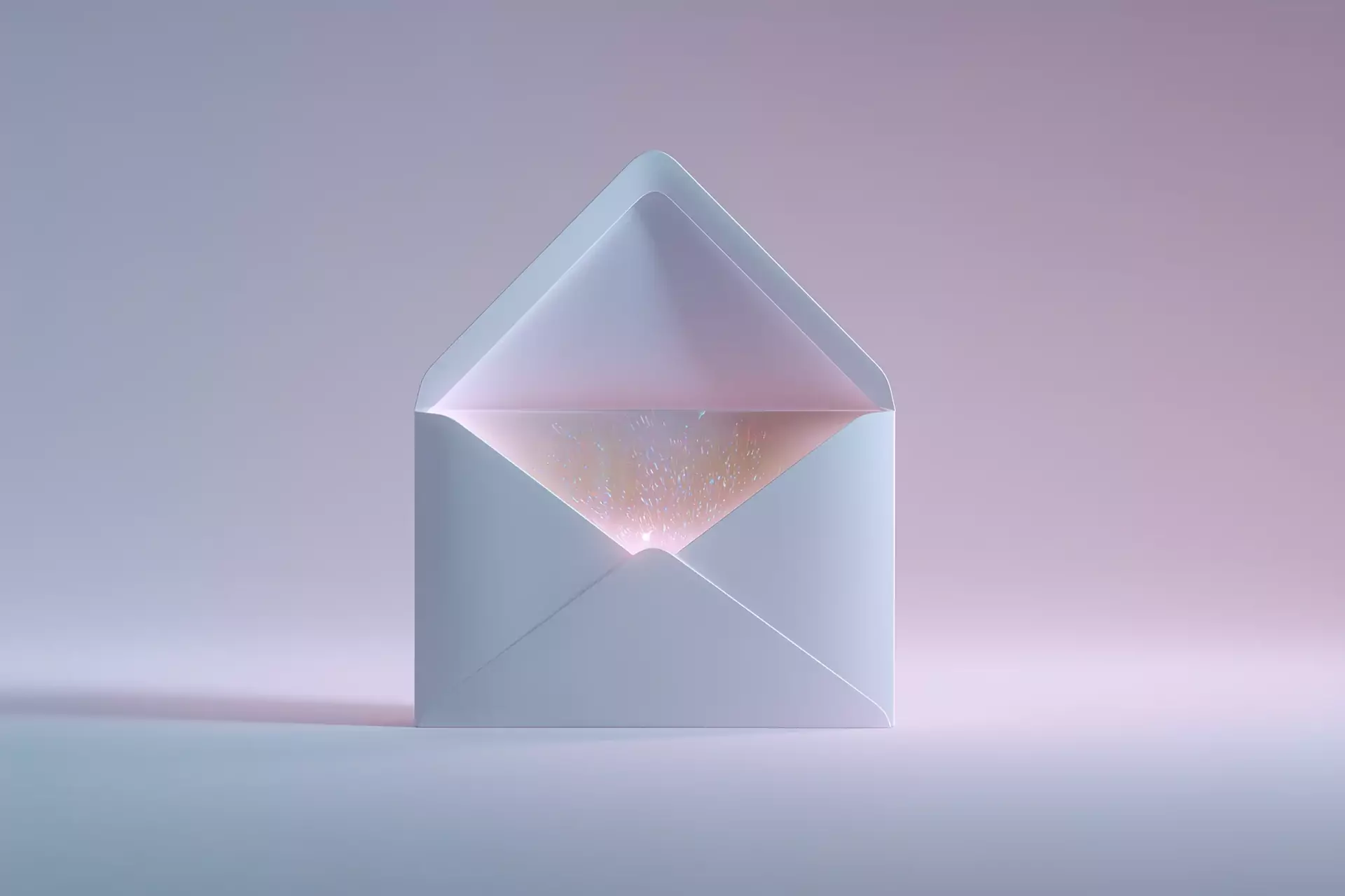 An open white envelope in soft light