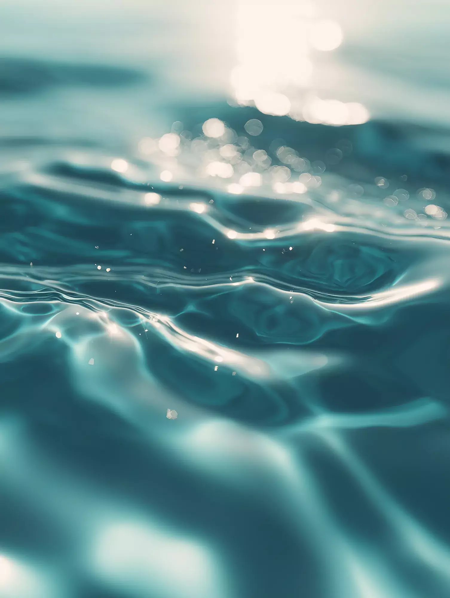Light running along the surface of clear water