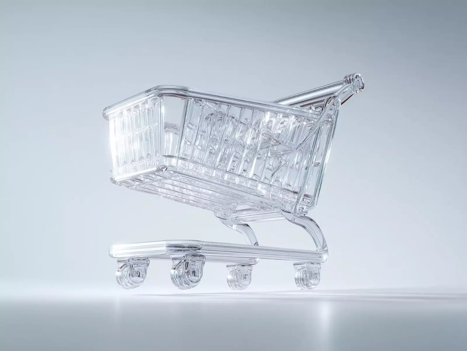 A cart moulded from clear glass