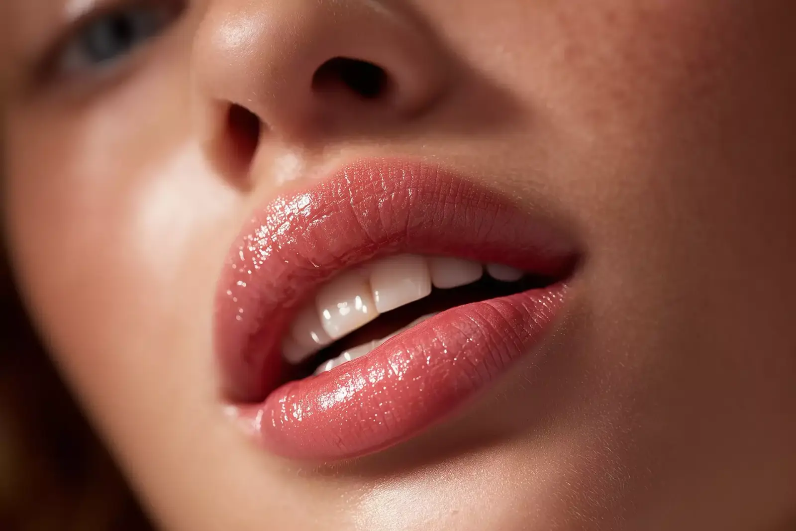 Extreme close-up of lips and skin texture