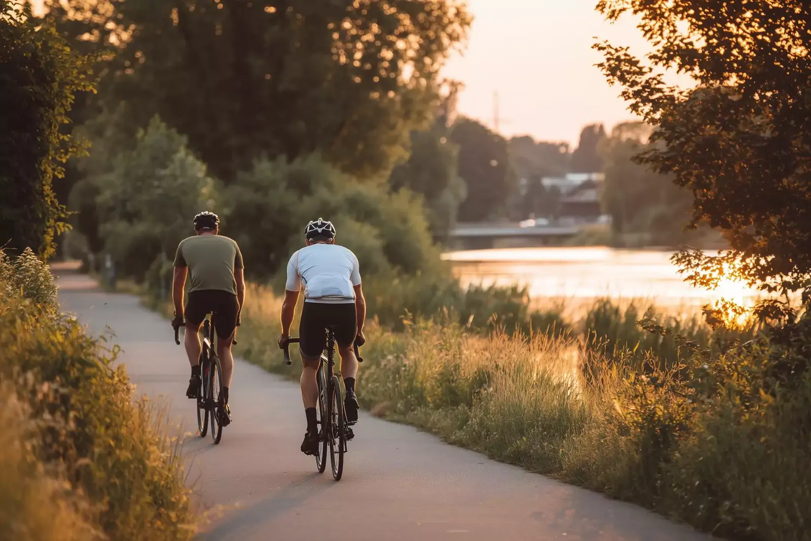 Two riders side by side on an open road