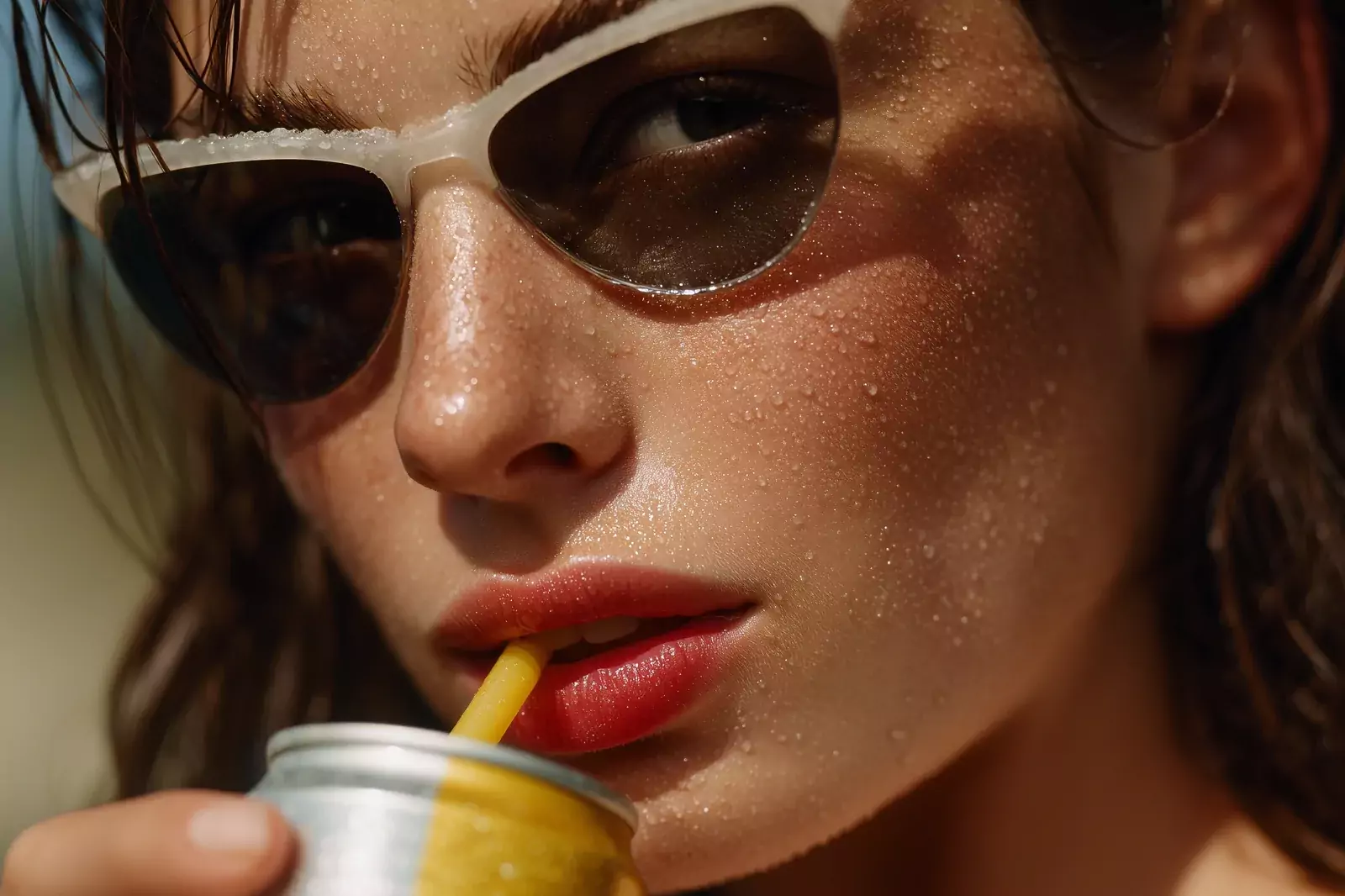 Woman in sunlight, lower half of her face