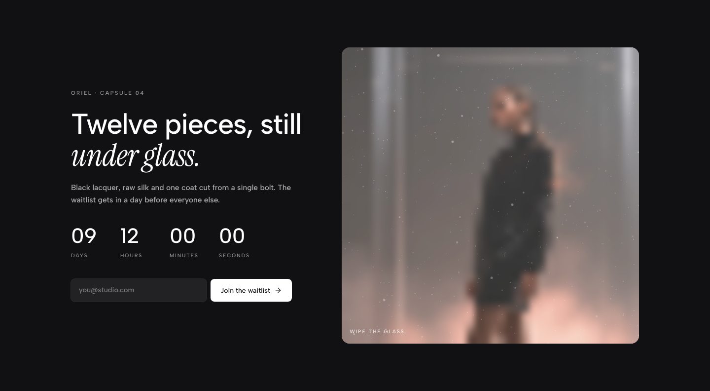 Preview of the Fogged Glass Launch section