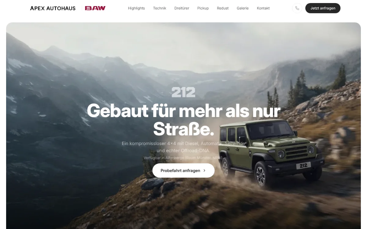 Startseite von APEX Autohaus, BAW 212