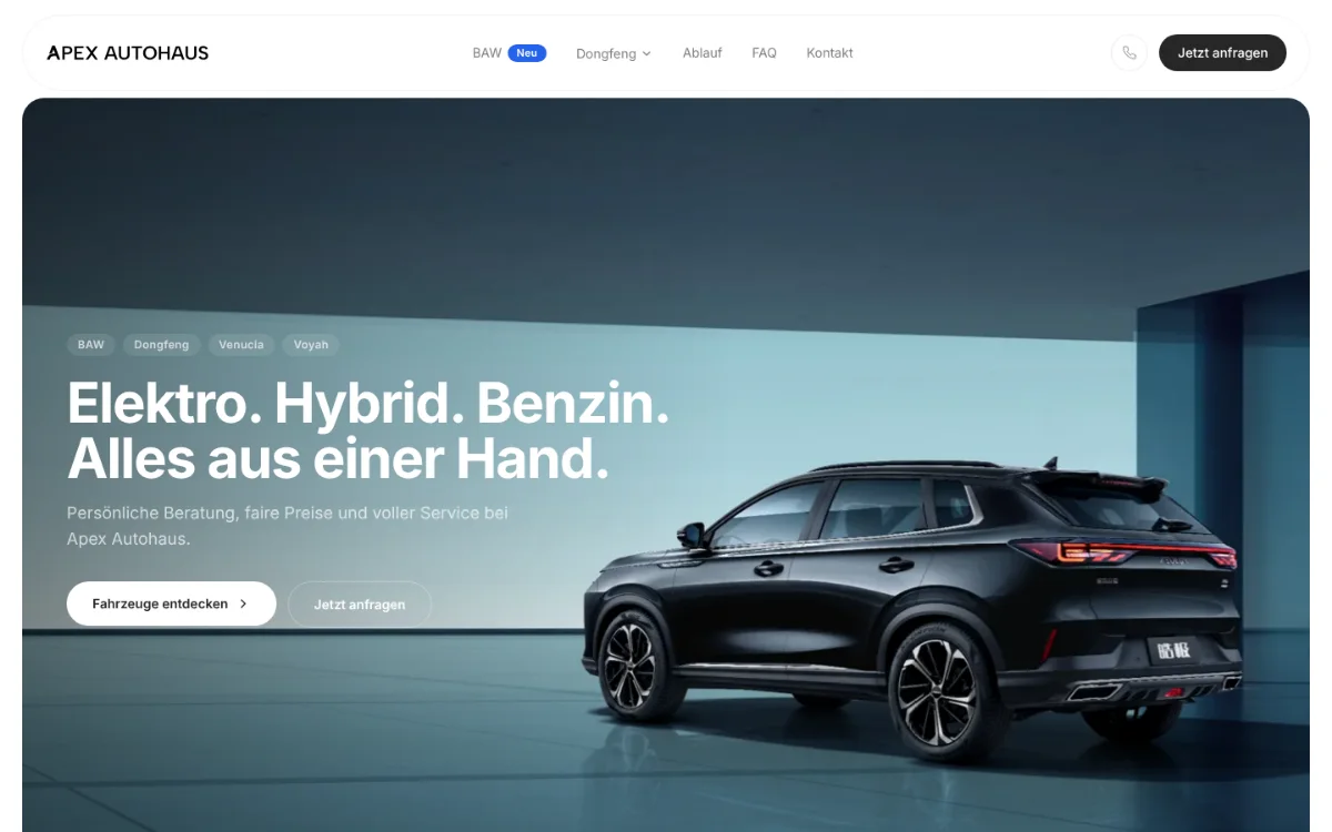 Startseite von APEX Autohaus, Dongfeng