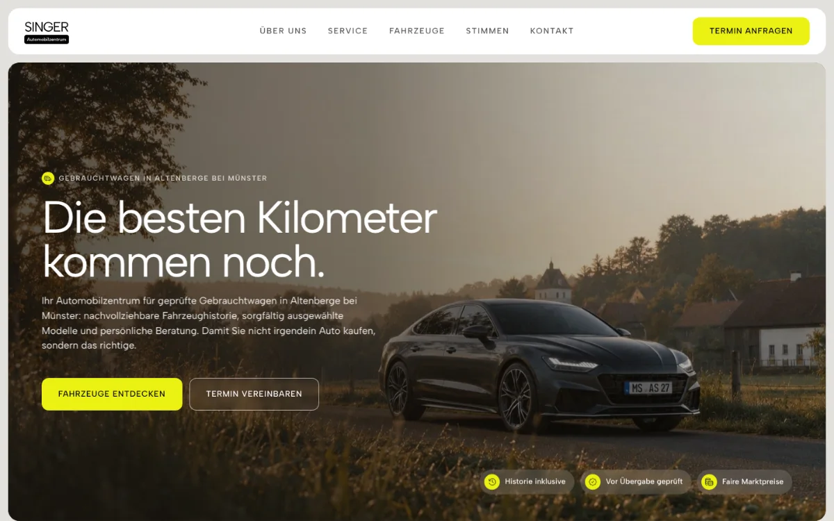 Startseite von Automobilzentrum Singer